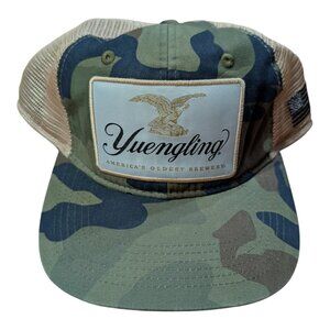 Yuengling Beer Men’s Mesh Trucker Camo Snapback Cap Hat W/ U. S. Flag Patch